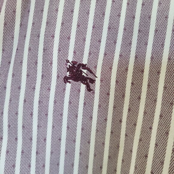 Burberry London Men's Purple & White Striped Logo Button-Down Shirt Size L - Picture 2 of 8